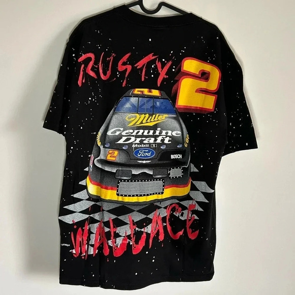 Vintage Nascar Rusty Wallace #2 Midnight Rider All Over Print Shirt Size L - Picture 3 of 3